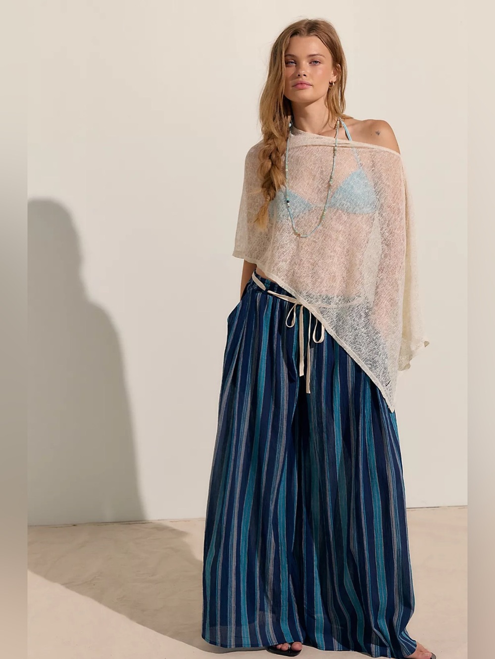 NWT FREE PEOPLE FREE-EST Sea Bloom Pants | Navy Combo MSRP $70 Size S Oversized